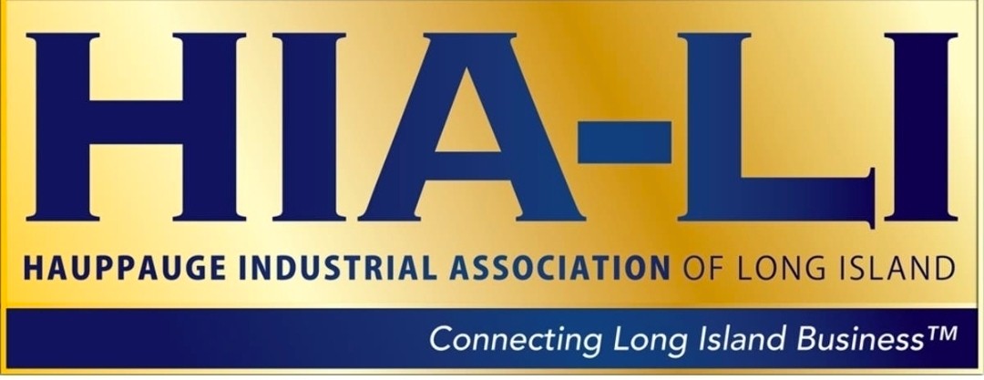 HIA-LI logo for the Hauppauge Industrial Association of Long Island, with the tagline Connecting Long Island Business™ on a blue and gold background.